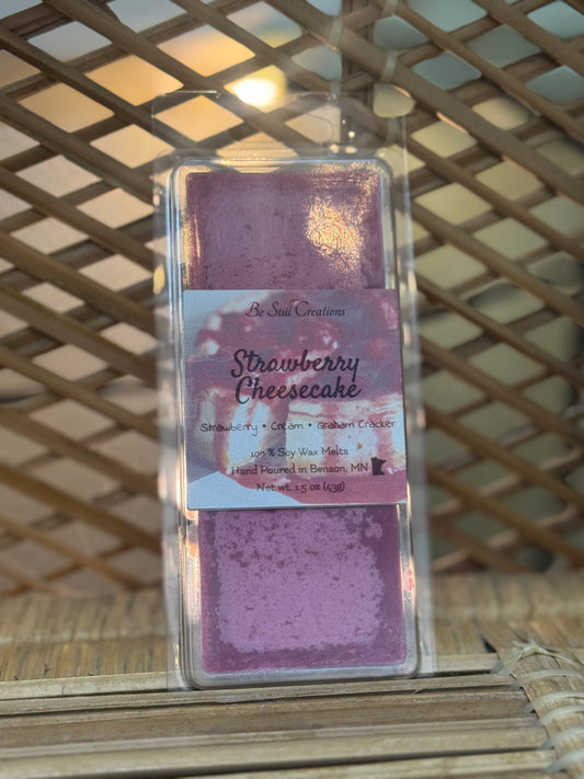 Soy wax melts. Strawberry, cream, graham cracker scented wax melts.