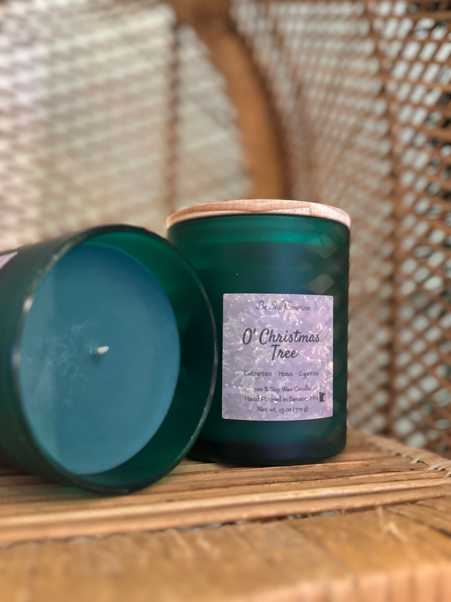 O' Christmas Tree evergreen scented soy wax candle with moss and cypress