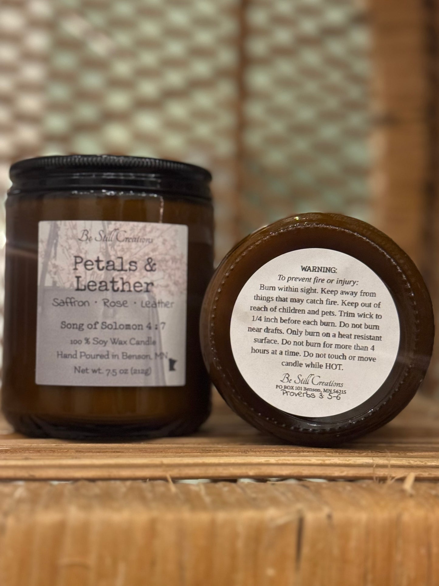 Petals & Leather sophisticated floral leather scented candle, 38+ hour burn time, premium soy wax