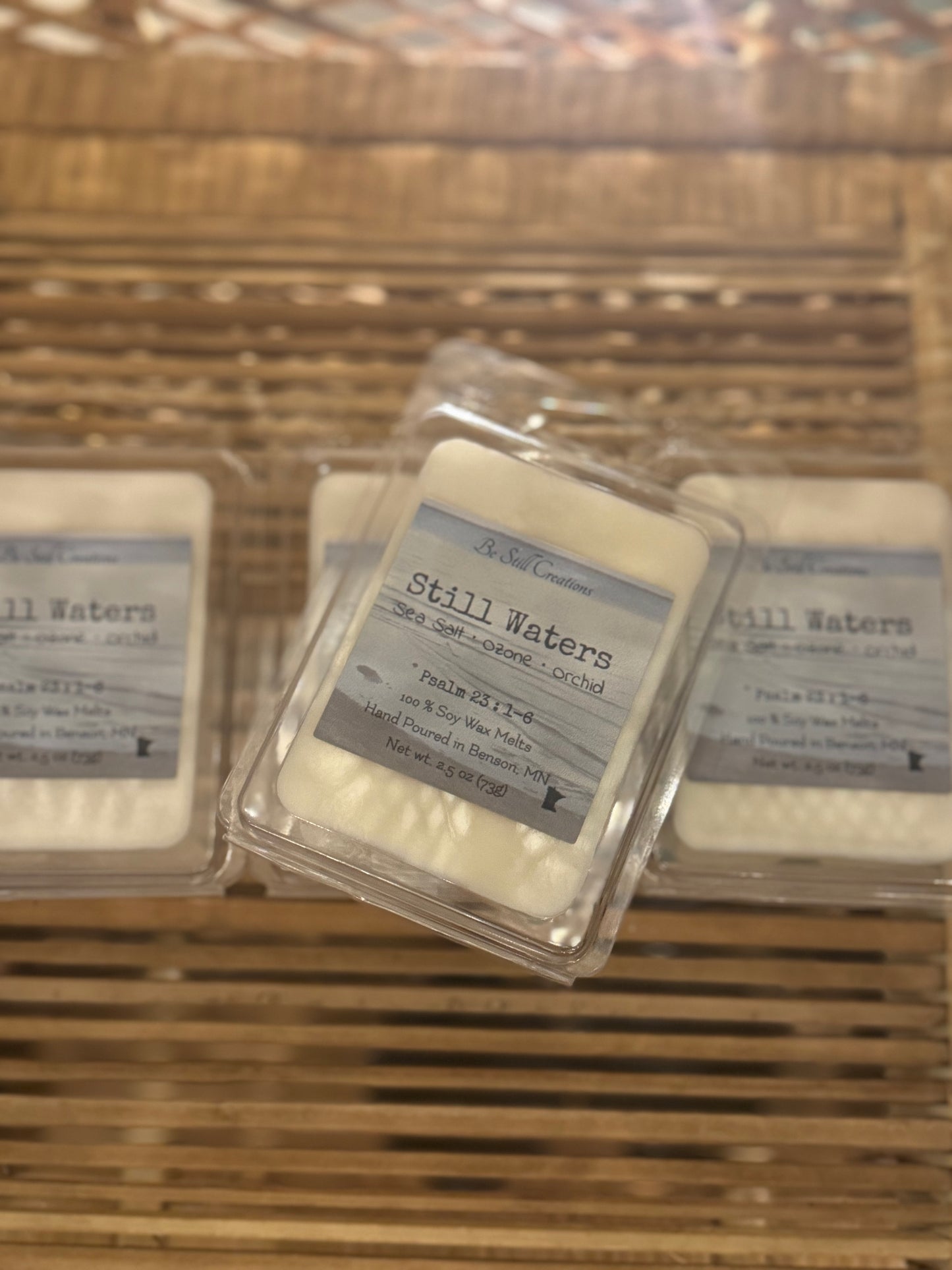 Still Waters fresh airy scented wax melts, 100% soy wax, flameless home fragrance