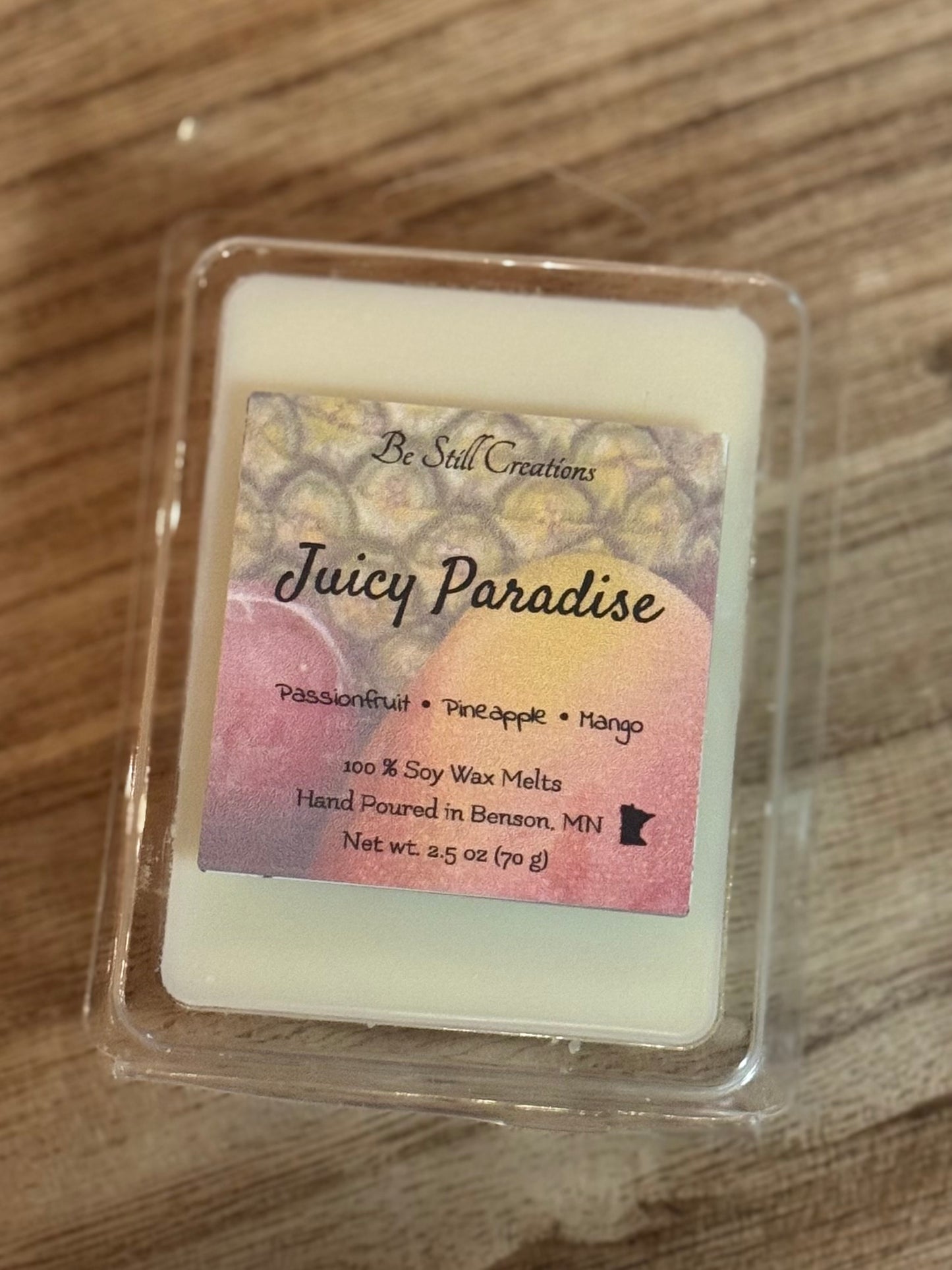 Juicy Paradise soy wax melts in clamshell package