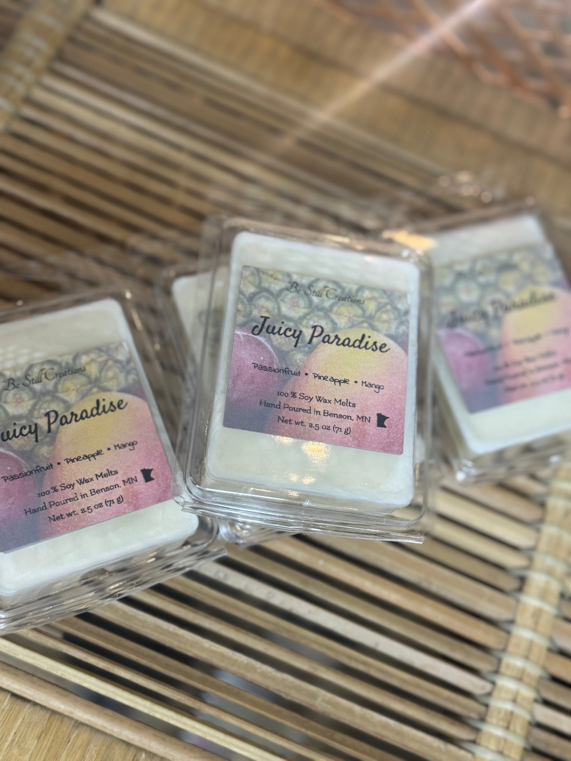 Passion fruit, pineapple, mango scented soy wax metls