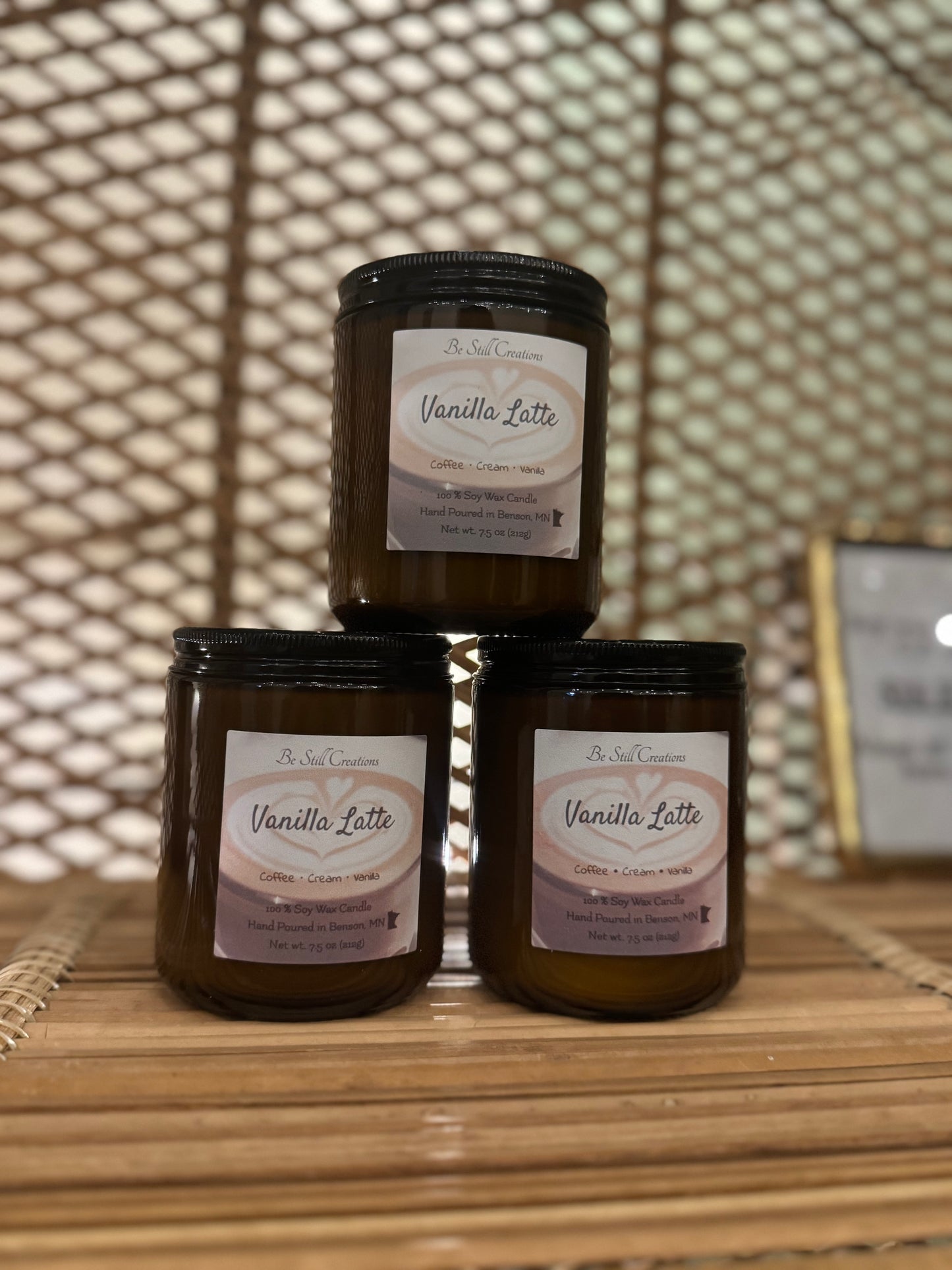 Vanilla latte candles for gifting. Soy Candles