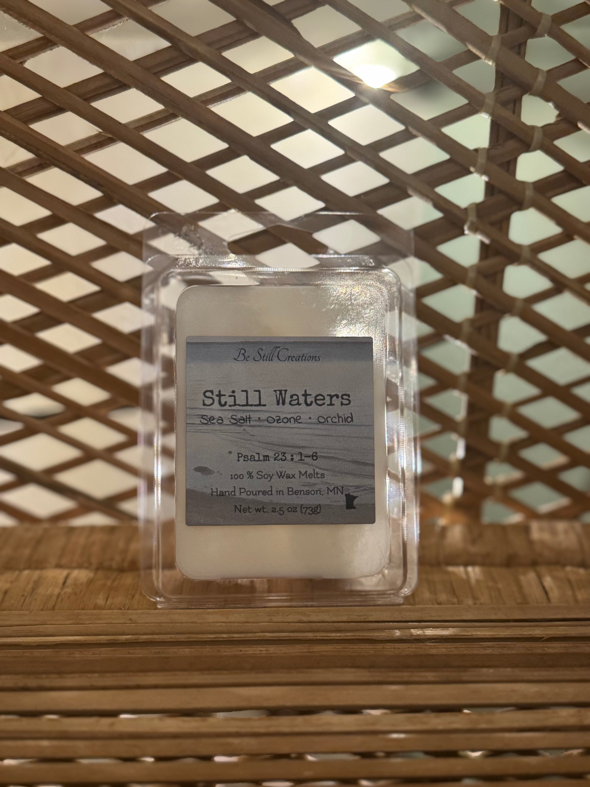 Still Waters 2.5 oz soy wax melts by Be Still Creations, hand-poured natural wax