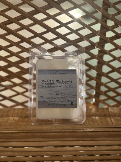 Still Waters 2.5 oz soy wax melts by Be Still Creations, hand-poured natural wax