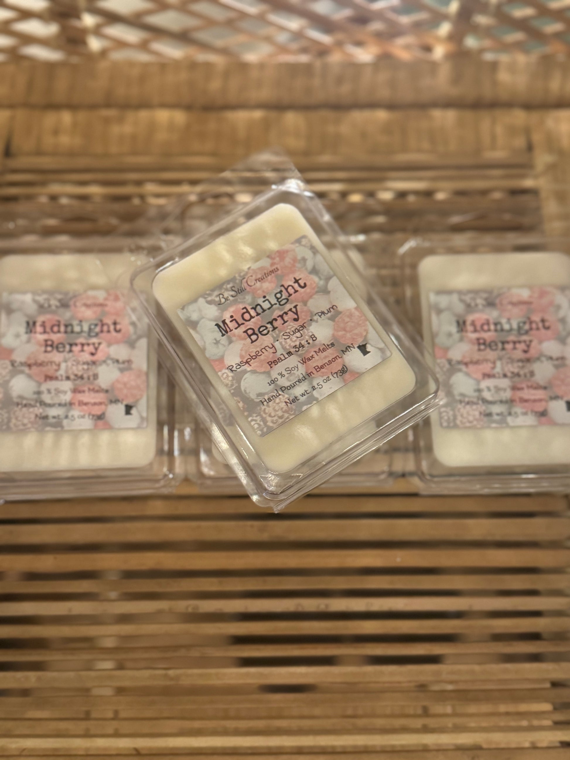 Midnight Berry 2.5 oz soy wax melts by Be Still Creations, hand-poured natural wax