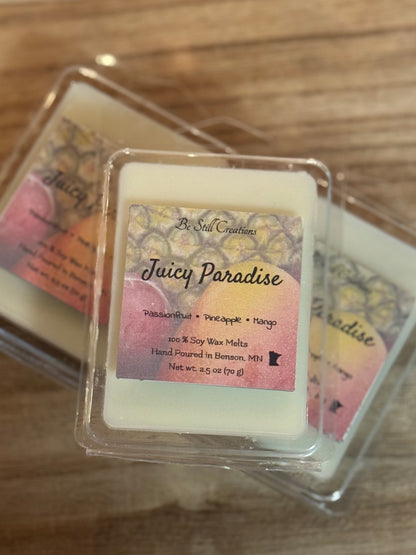 Juicy Paradise tropical fruit scented wax melts with pineapple and mango